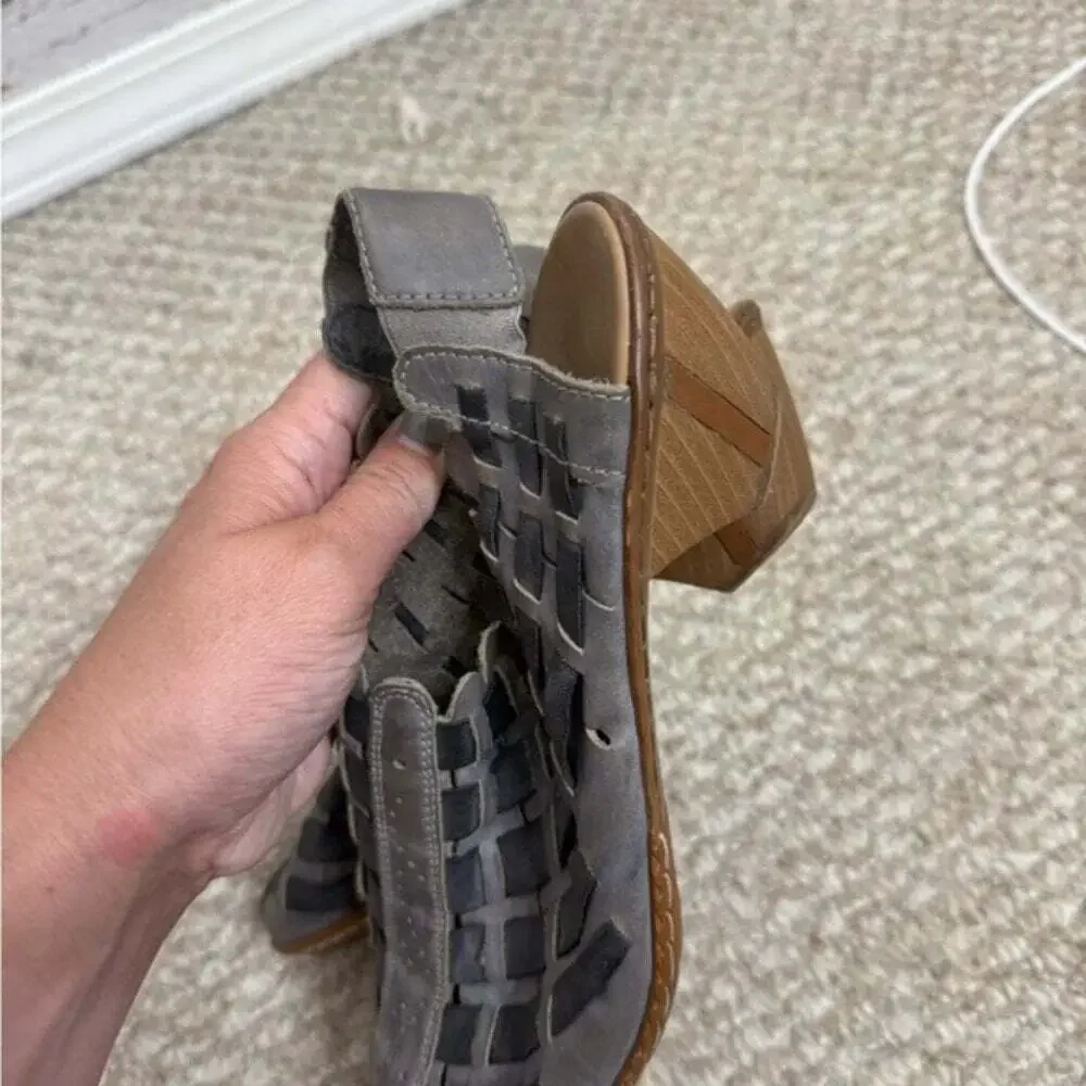 Rieker Sina leather woven slingback Sandal Shoes gray womens size 39